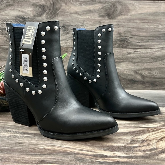 NIB Dan Post Dingo Stay Sassy Black Leather Studded Western Ankle Boot Bootie - Picture 5 of 13
